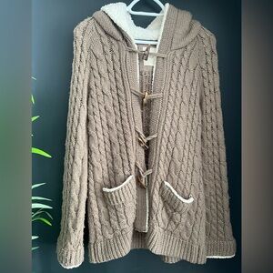Zara Cable-Knit Hooded Cardigan